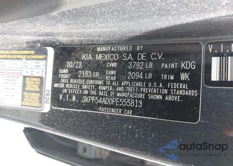 2023 Kia Forte Gt-Line z USA, uszkodzony, nr VIN 3KPF54AD0PE555813